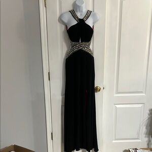 Adam Black Backless Halter Gown